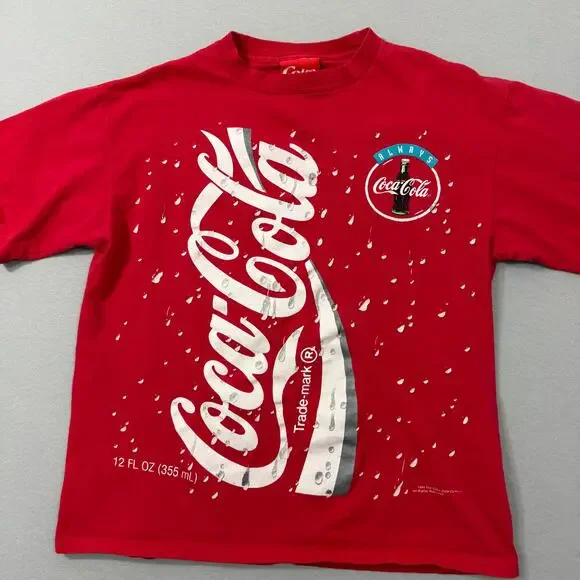 Vintage Coca Cola Big Print Shirt Men's Extra Large Red 1994 Promo Cola Soda Pop - Picture 2 of 11